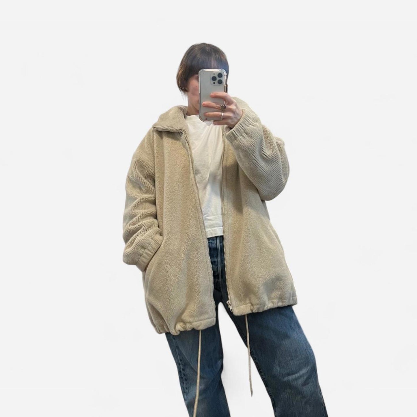Vintage Y2K Oversized Beige Fleece