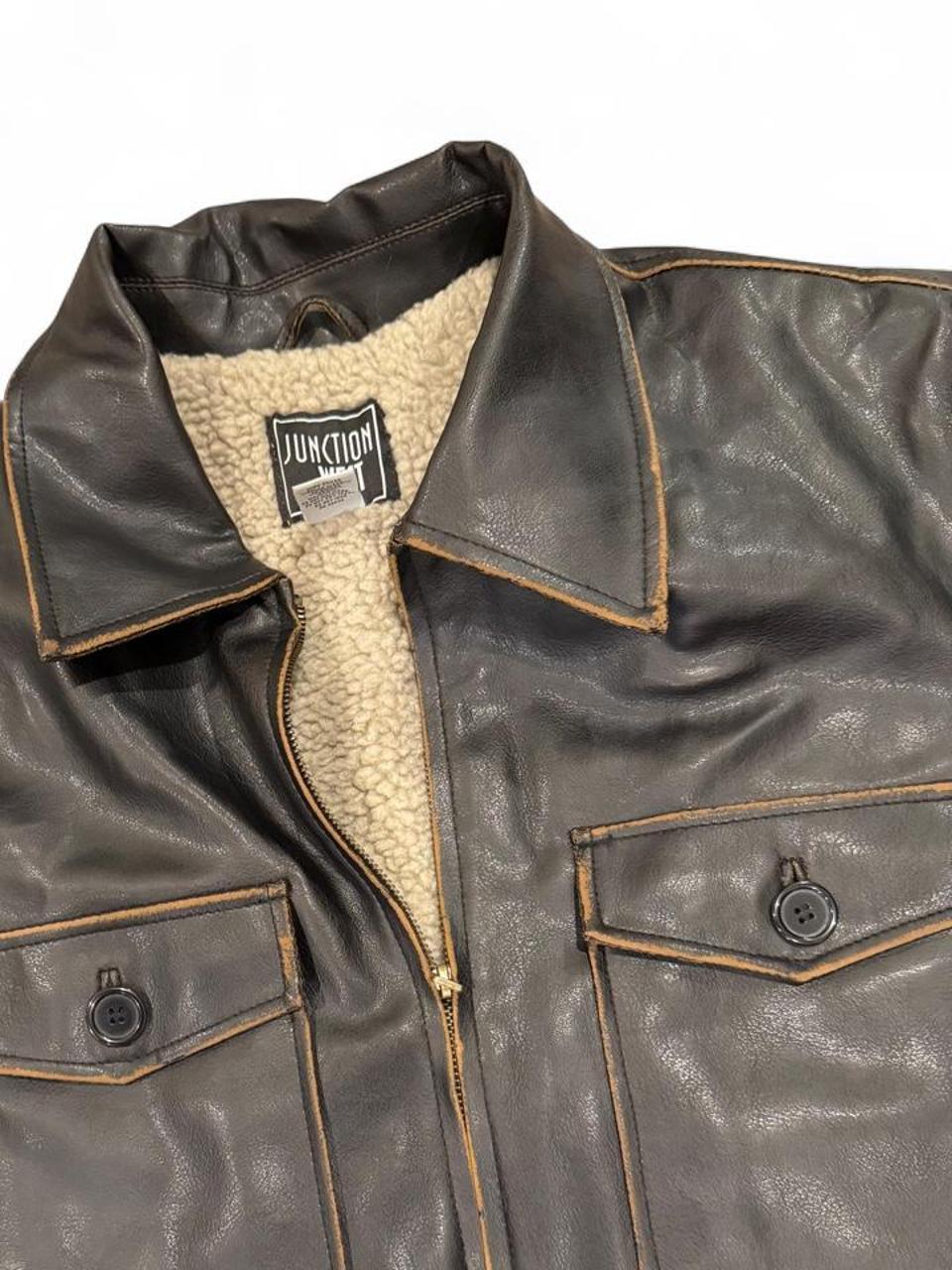 Vintage Faux Leather Sherpa Lined Jacket
