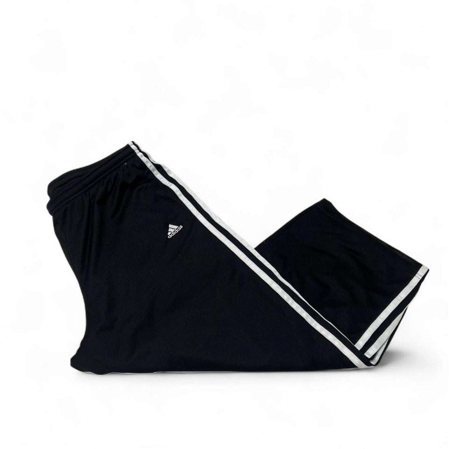 Adidas Black 3 Stripe Track Pants Cropped Wide Leg Y2K