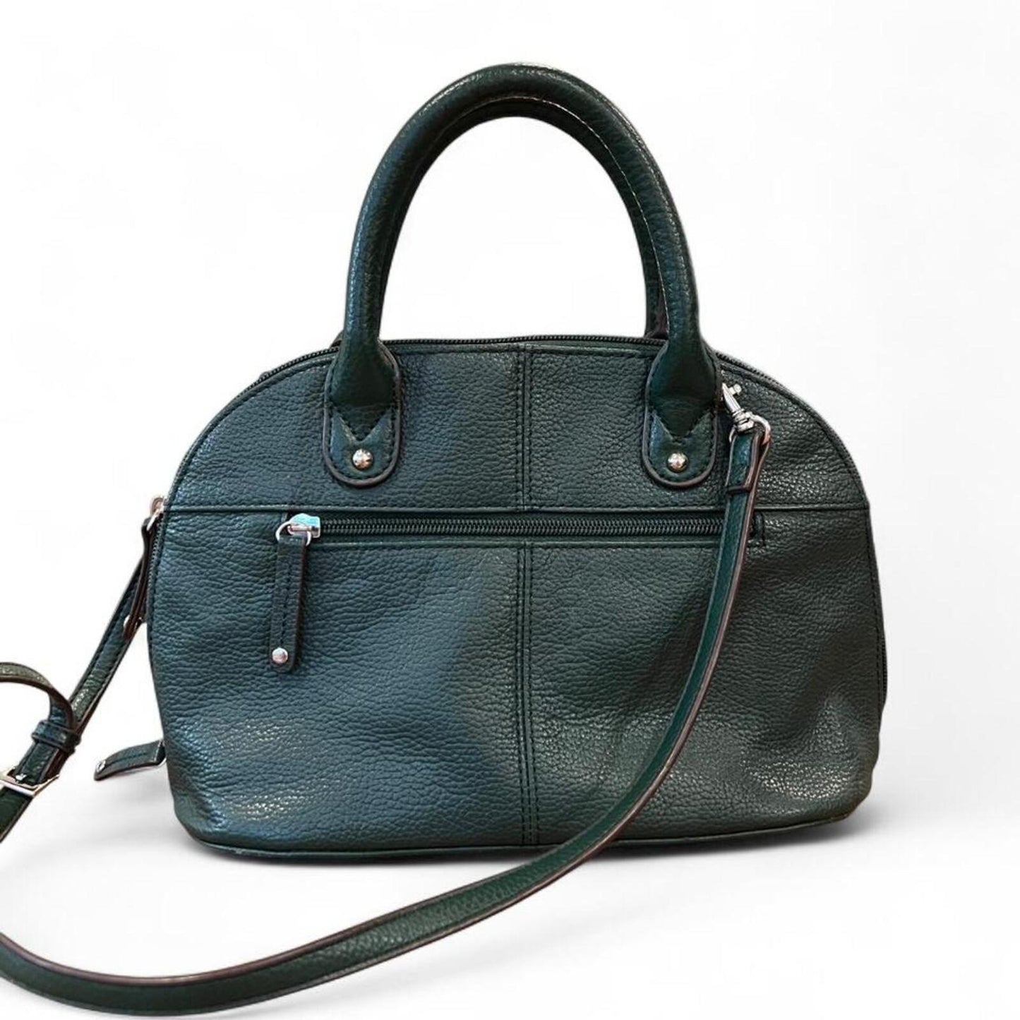 Vintage Tignanello Forest Green Leather Satchel Crossbody Bag