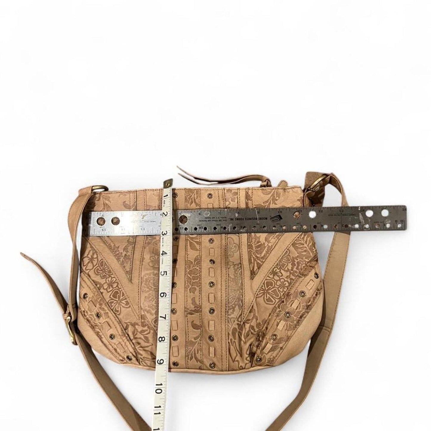 Vintage Y2K Tooled Floral Leather Shoulder Bag