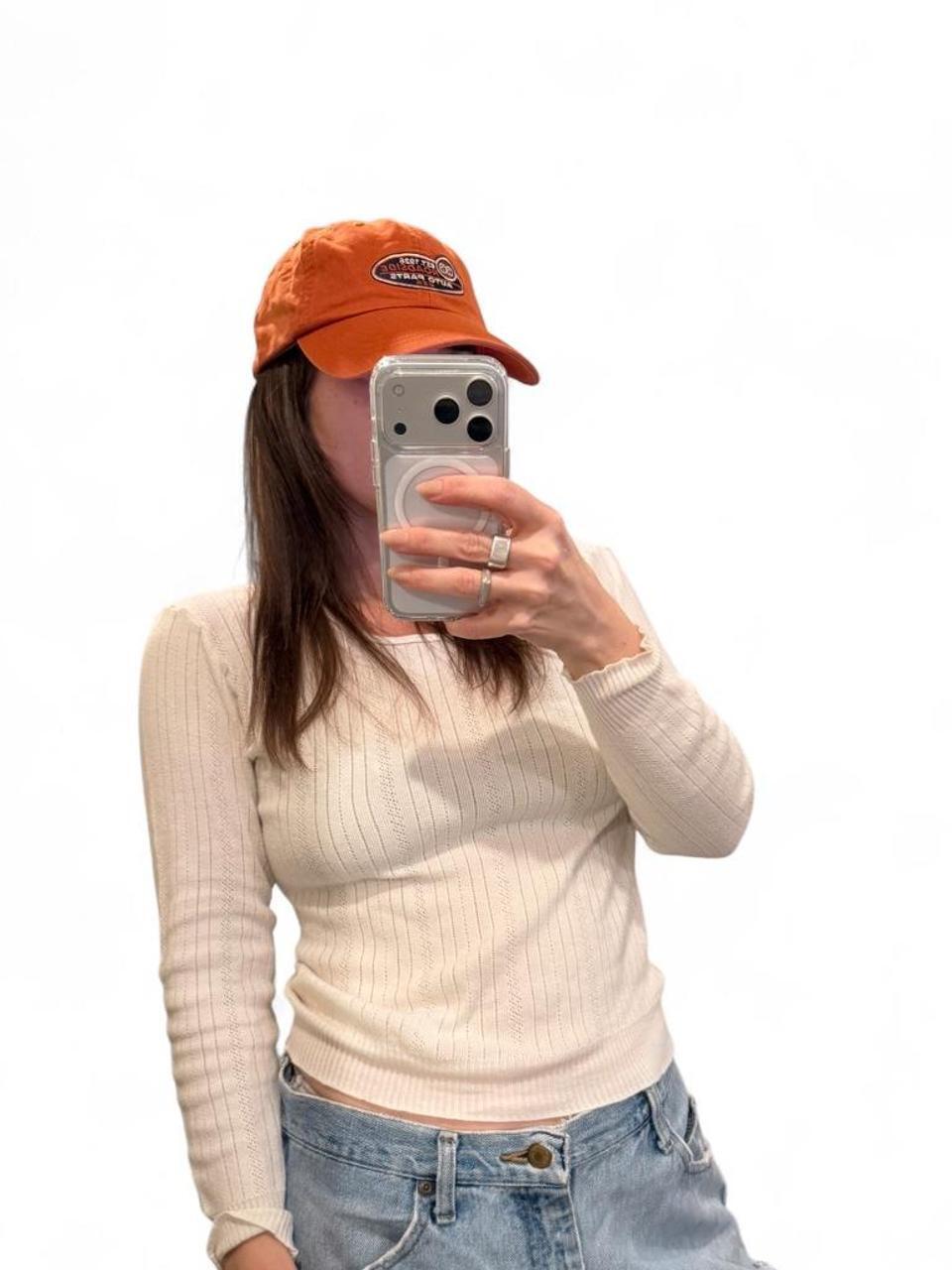 Y2K Burnt Orange Embroidered Dad Hat