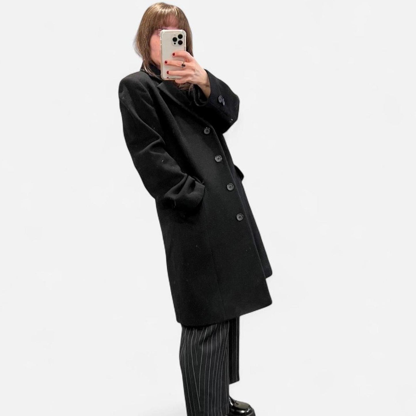 Vintage Black Wool Overcoat