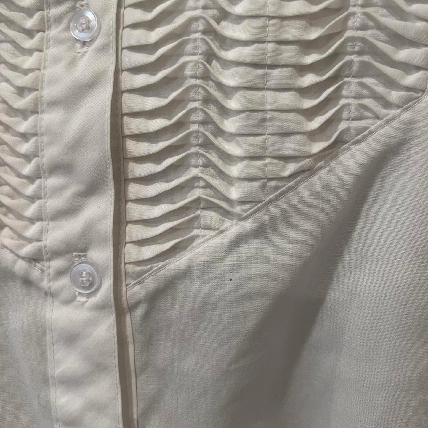 Vintage White Tuxedo Ruffle Blouse