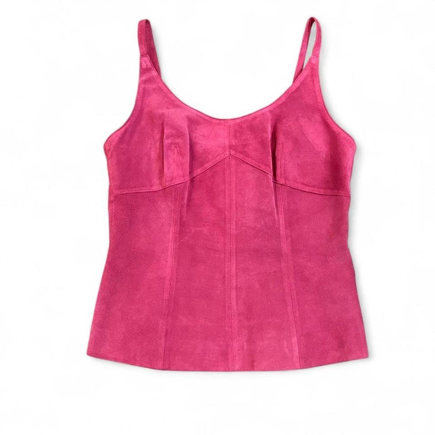 Vintage Y2K Pink Suede Leather Tank Top