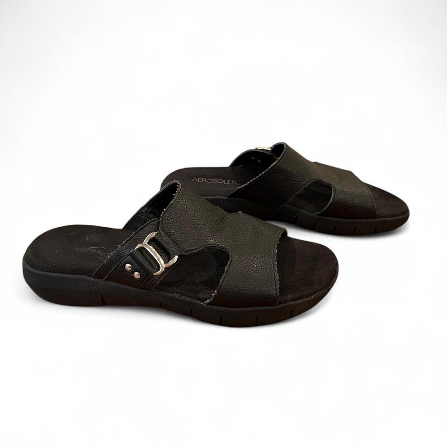 Aerosoles black comfort slide sandals