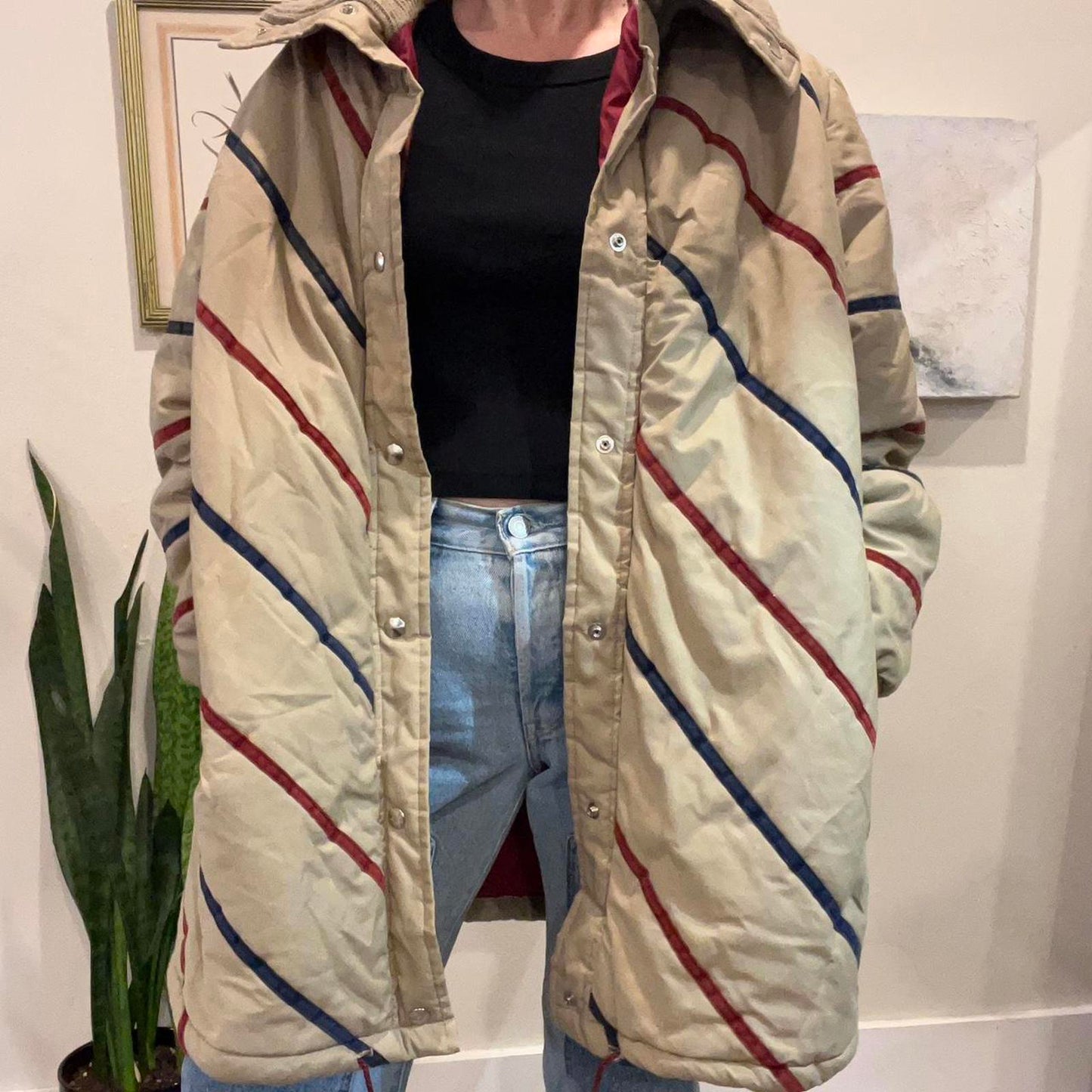 Vintage Striped Puffer Jacket