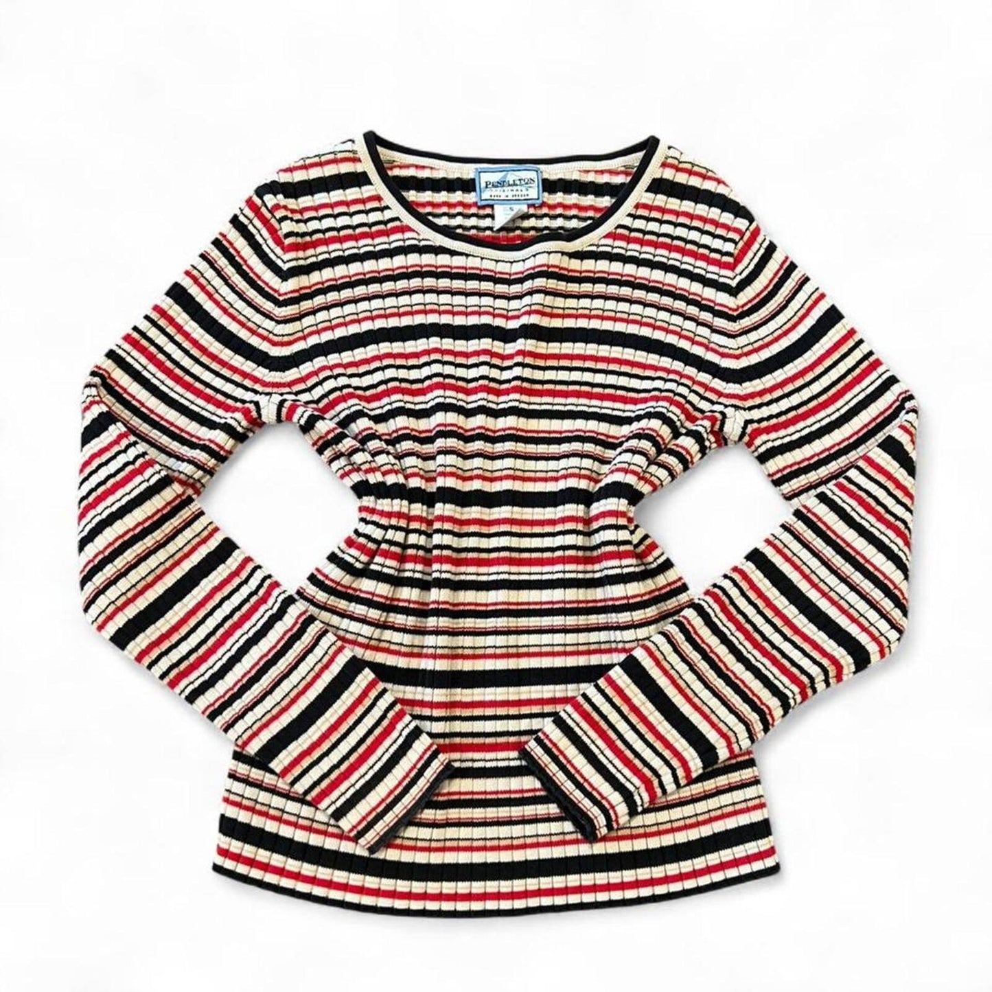 Vintage Pendleton striped rib knit sweater top