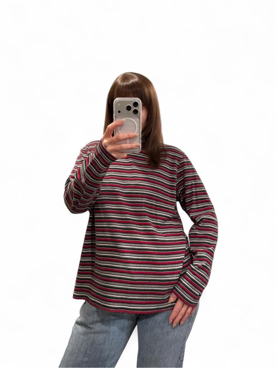 Vintage 90s Striped Mock Neck Long Sleeve