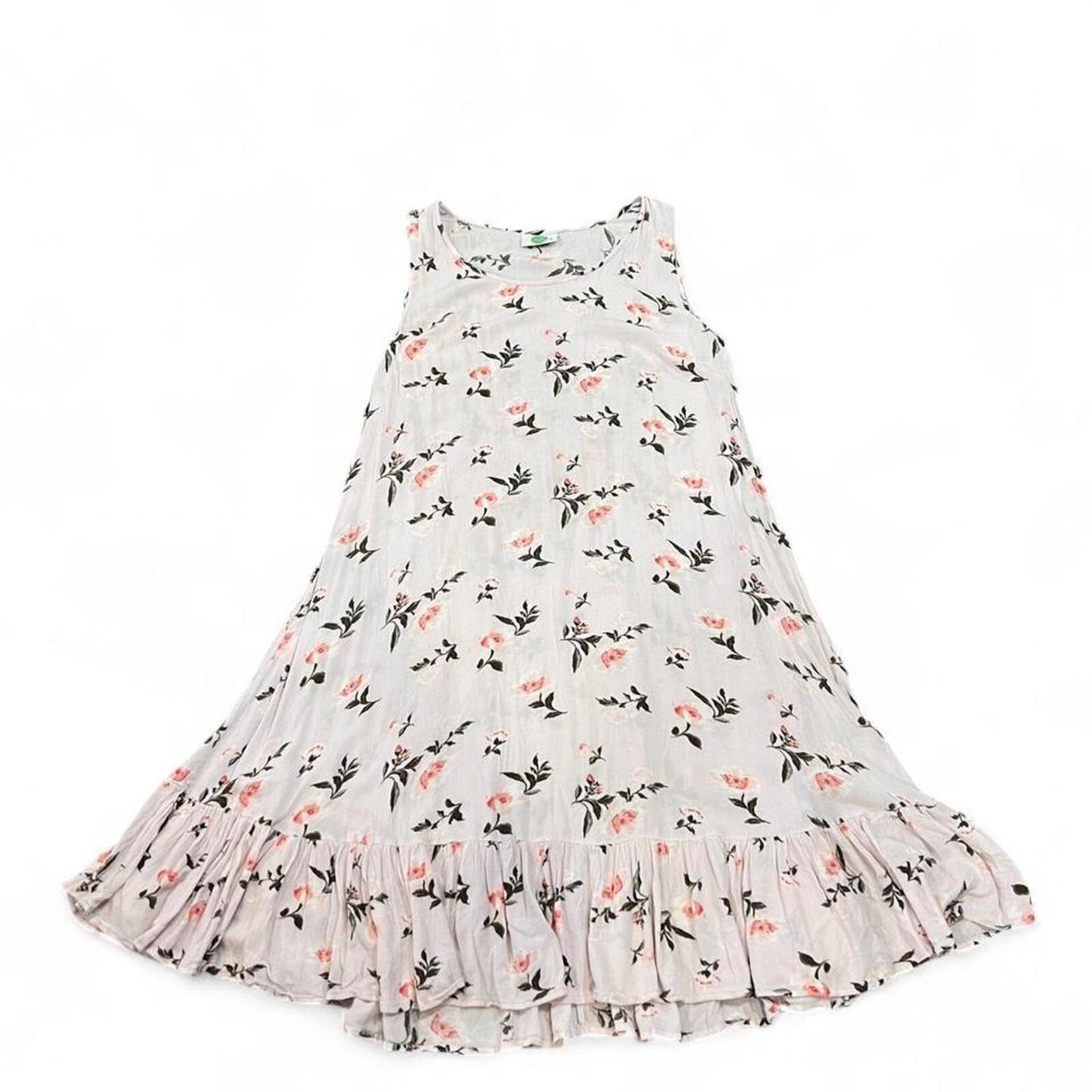 Y2K Floral Babydoll Dress Soft Pink Ruffle Hem Flowy