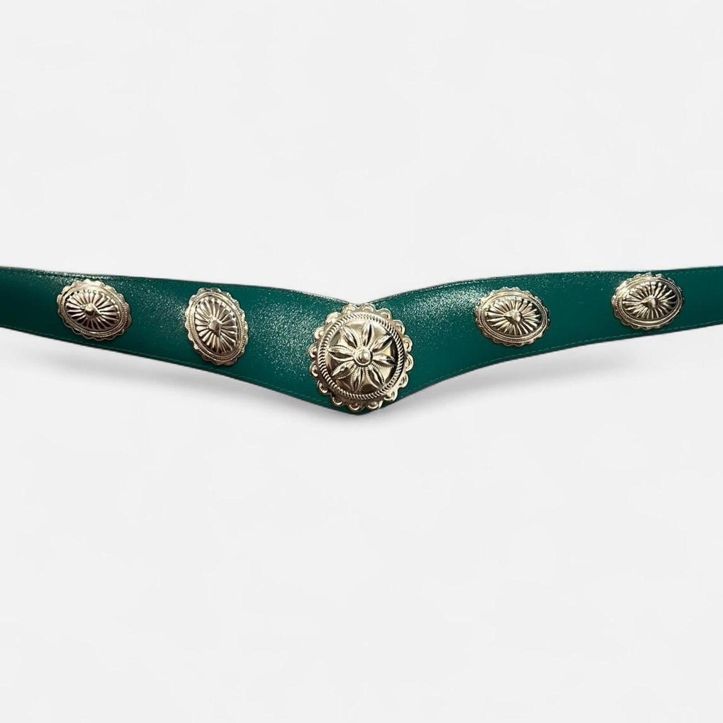 Vintage Green Western Concho Leather Belt