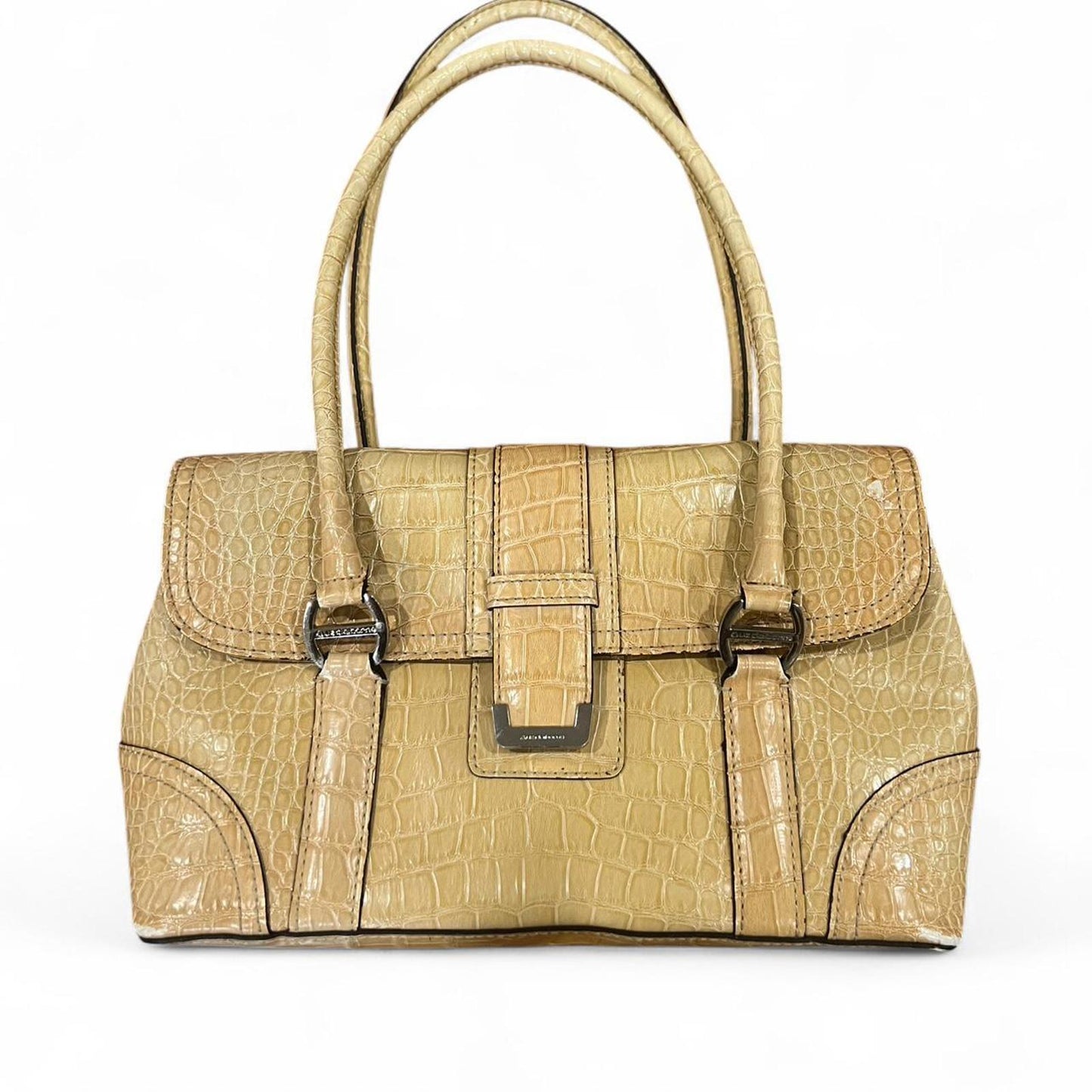 Y2K Vintage Yellow Croc Embossed Shoulder Bag
