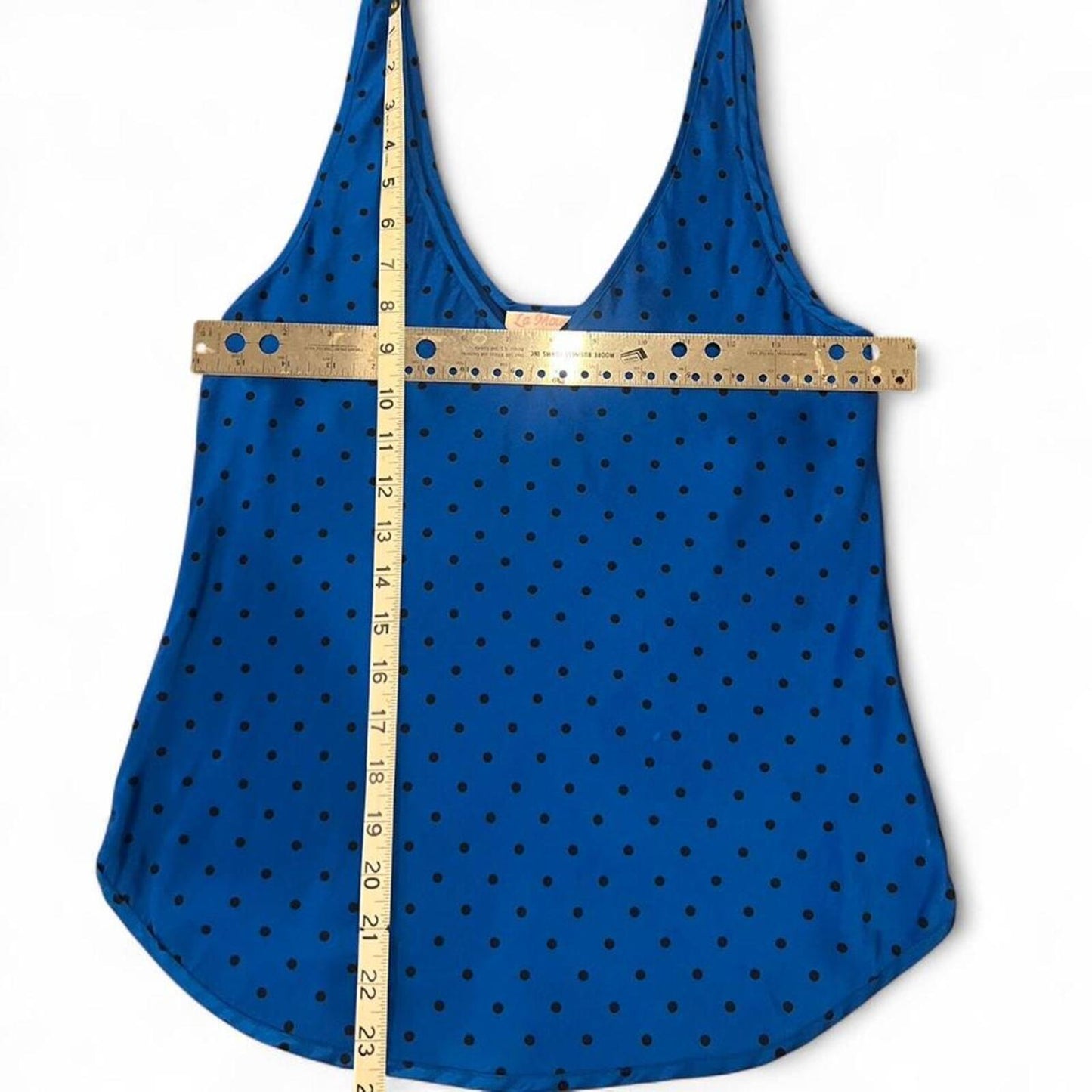Vintage Y2K cobalt blue silk polka dot tank top