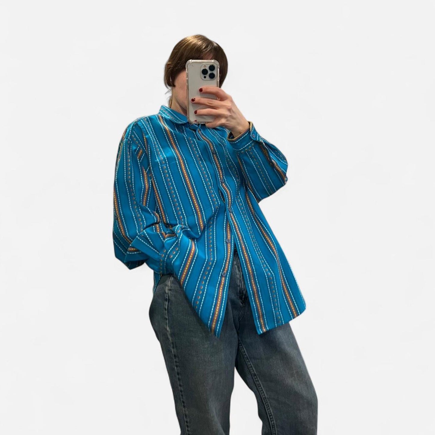 Vintage 90’s Koret City Blues Teal Striped Button Down