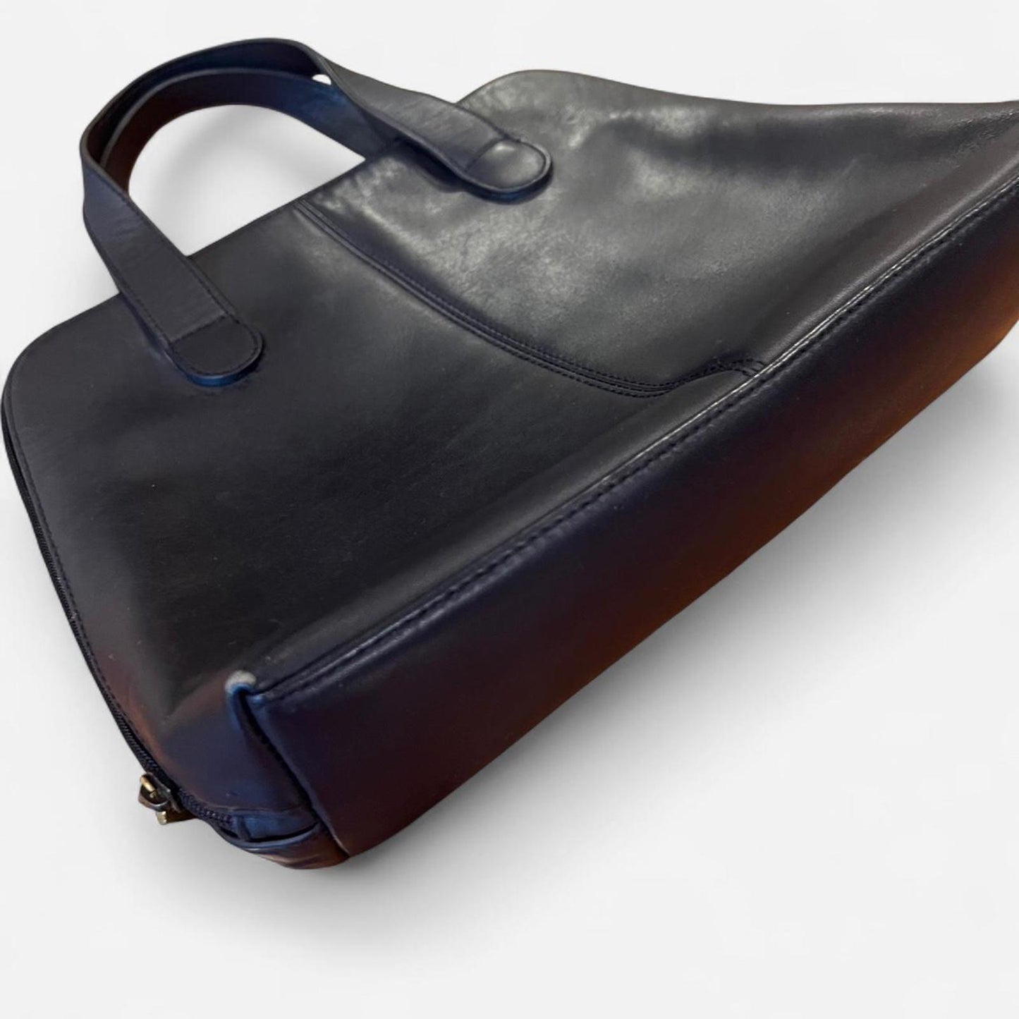 Vintage Dark Navy Leather Tote Bag
