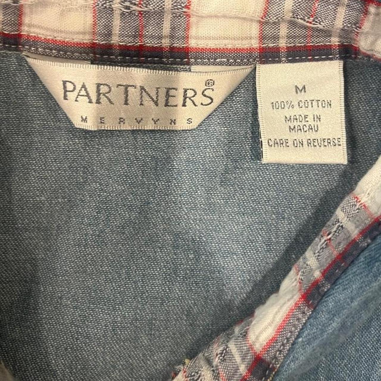 Vintage 90s Chambray Western Snap Shirt Plaid Yoke Oversized Denim Button Up