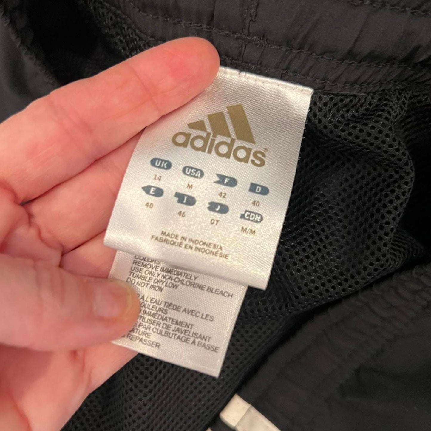 Adidas Black 3 Stripe Windbreaker Track Pants Wide Leg Y2K