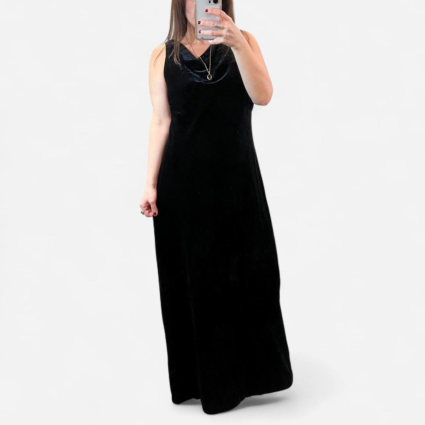 Vintage Black Velvet Long Dress