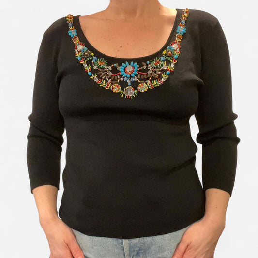 Vintage Y2K Beaded Scoop Neck Top