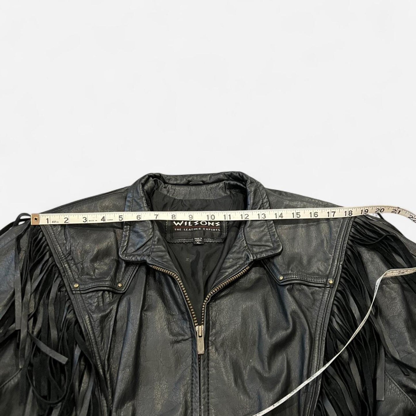 Vintage 90’s fringe leather jacket western biker oversized black