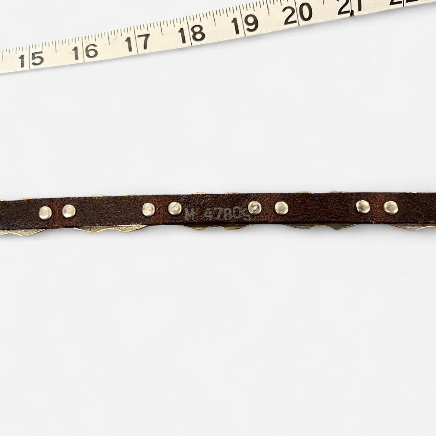 Vintage 90s Western Leather Chain Belt Silver Hardware