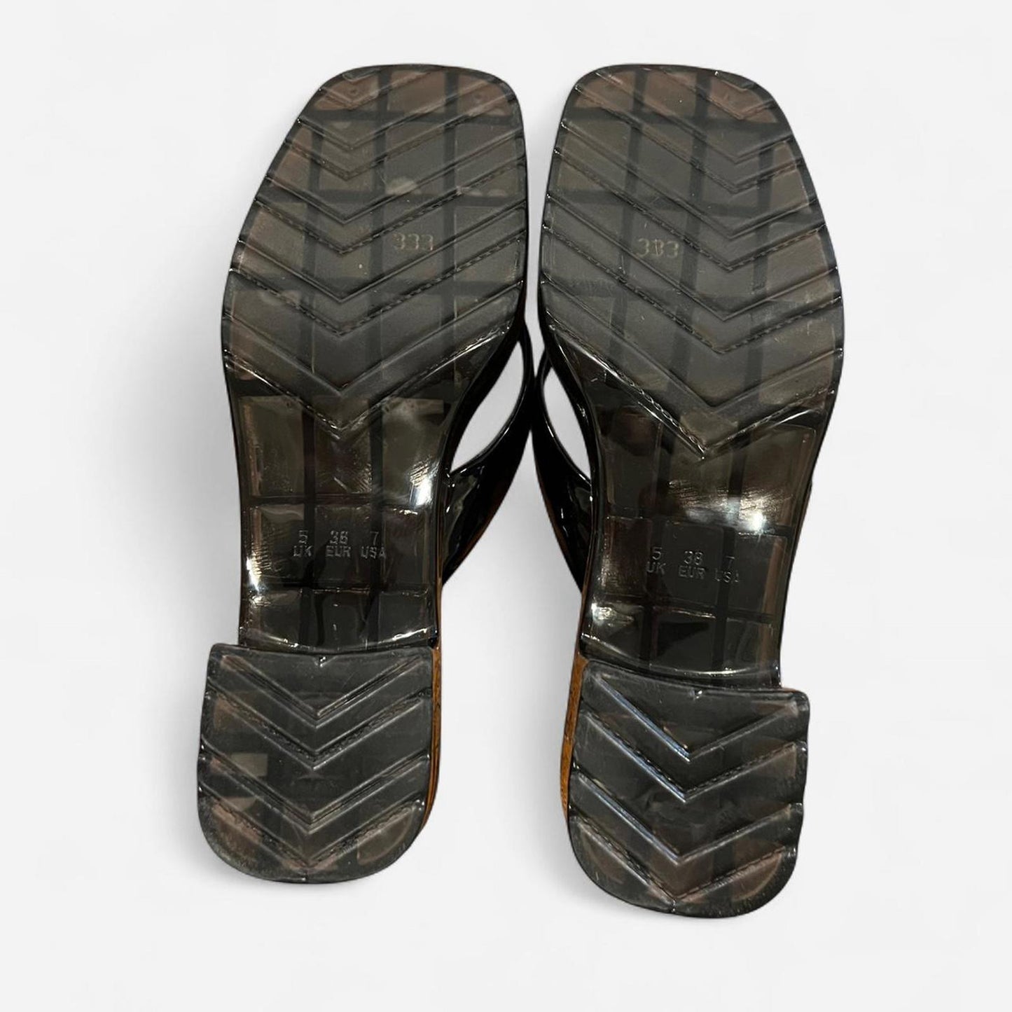 Y2K Black Platform Flip Flop Heels Size 7