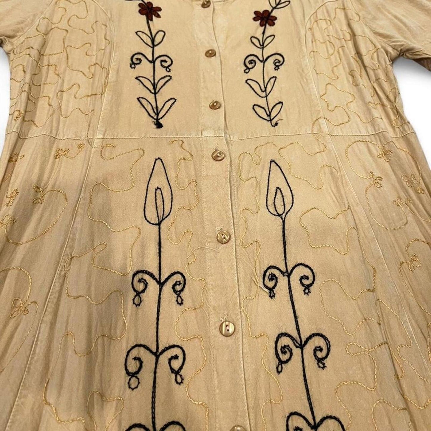 Vintage 90s Embroidered Boho Maxi Dress