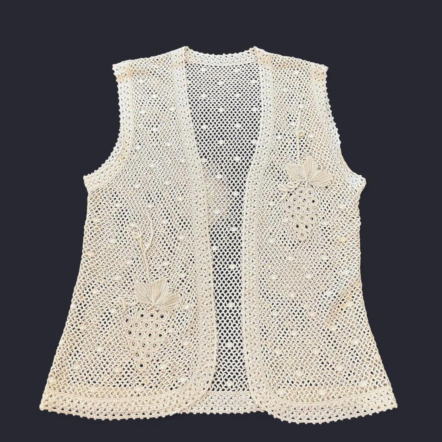 Vintage 90s Y2K Crochet Vest Lace Tank