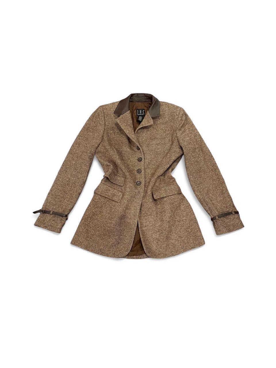 Vintage 90s Brown Wool Tweed Blazer Jacket