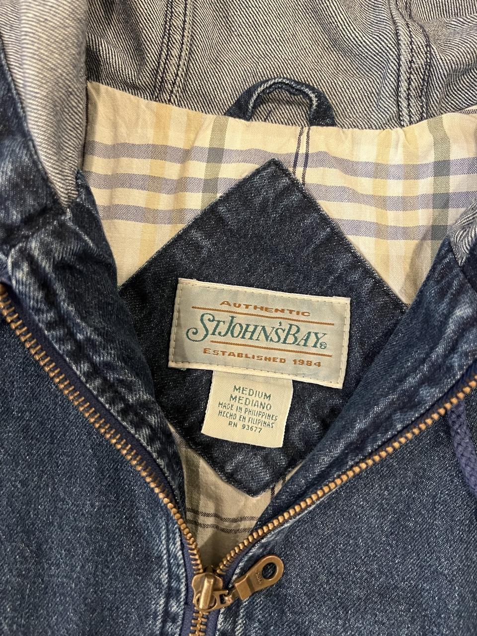 Vintage Hooded Denim Barn Jacket Plaid Lined Zip Up