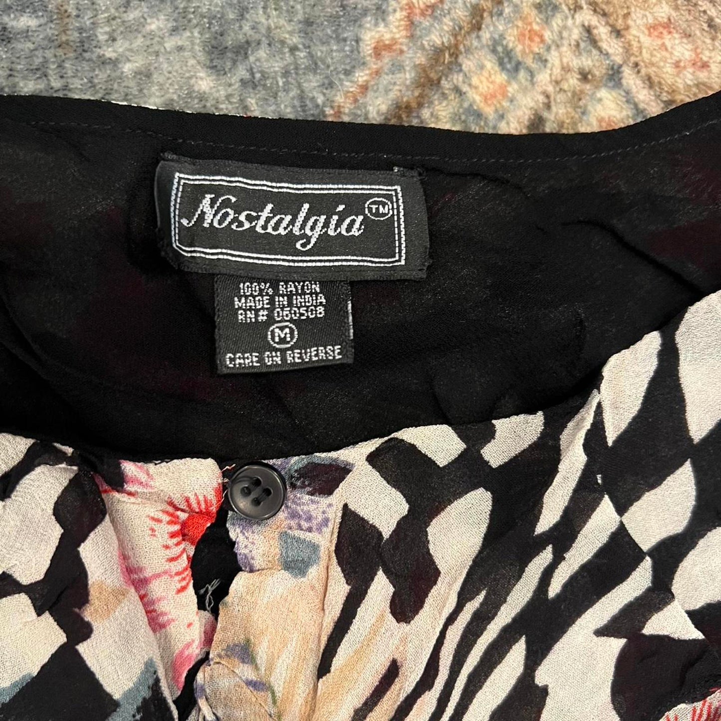 Vintage 90s Sheer Floral Ruffle Blouse