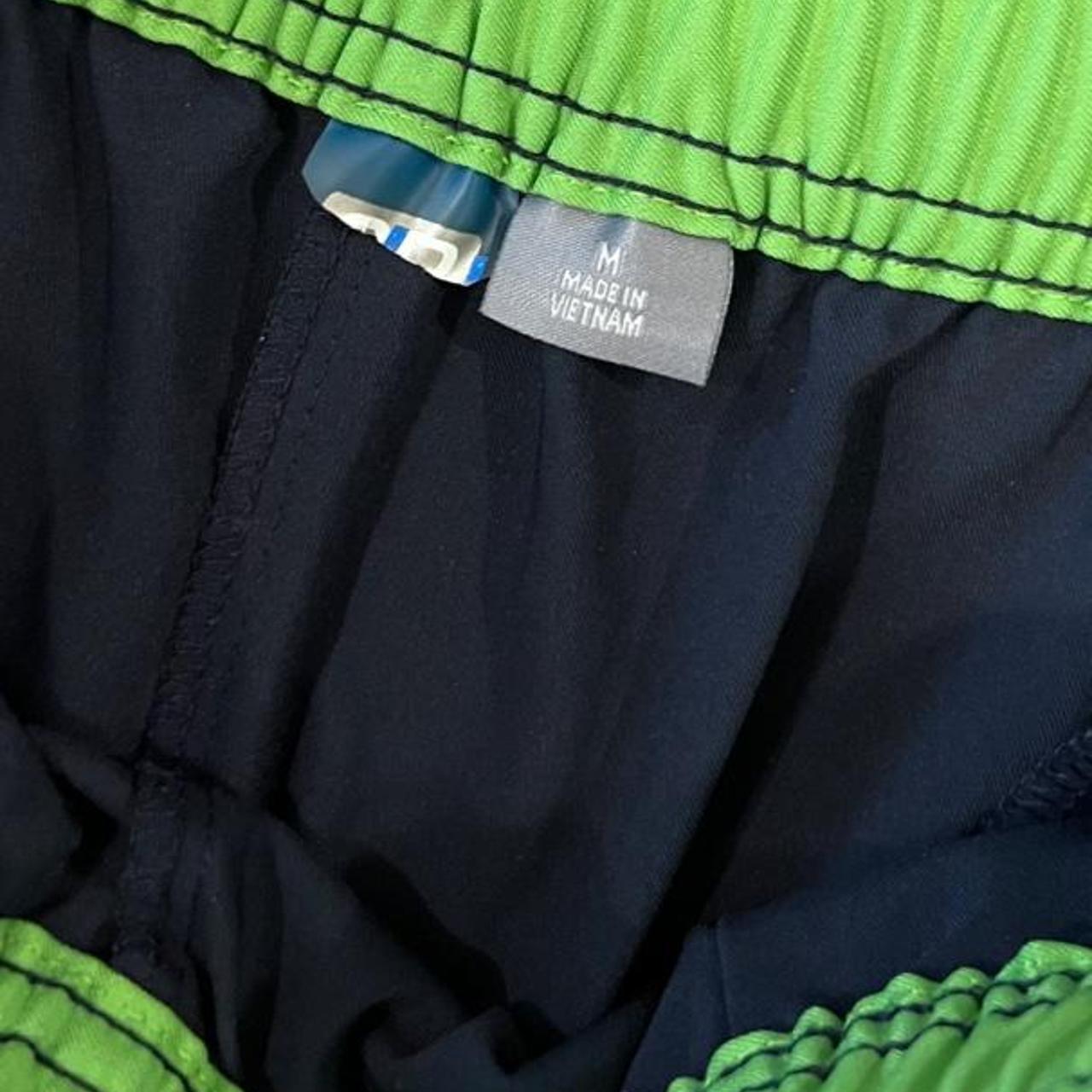 Y2K Navy Track Pants Green Stripe Cropped Wide Leg Athletic Lounge Pants M
