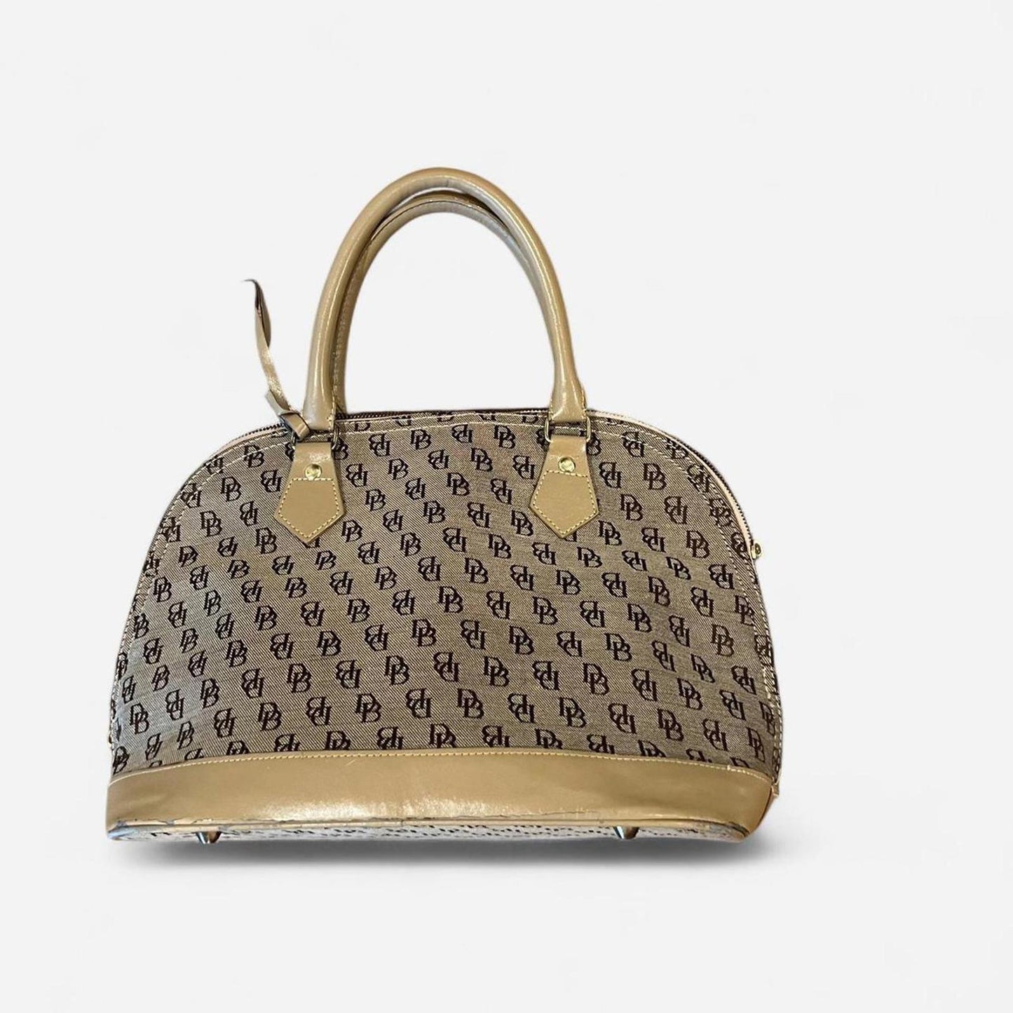 Vintage Dooney & Bourke Monogram Satchel Tan DB Logo Y2K