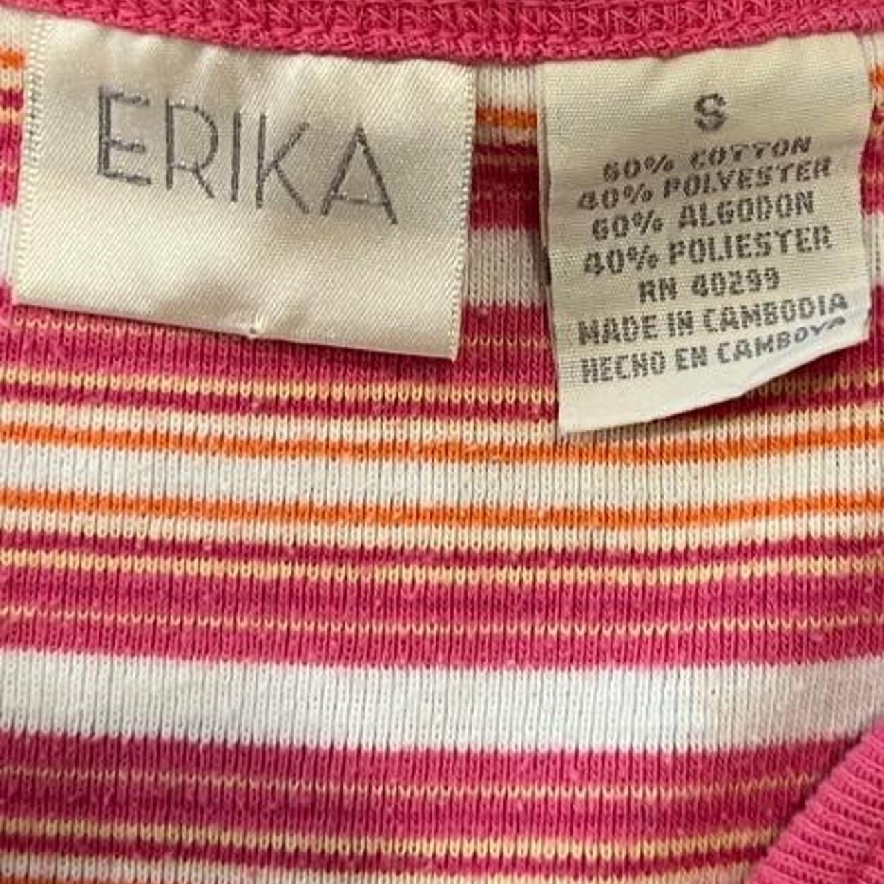 Vintage Y2K Pink Striped Baby Tee Henley Ribbed Fitted Short Sleeve Top