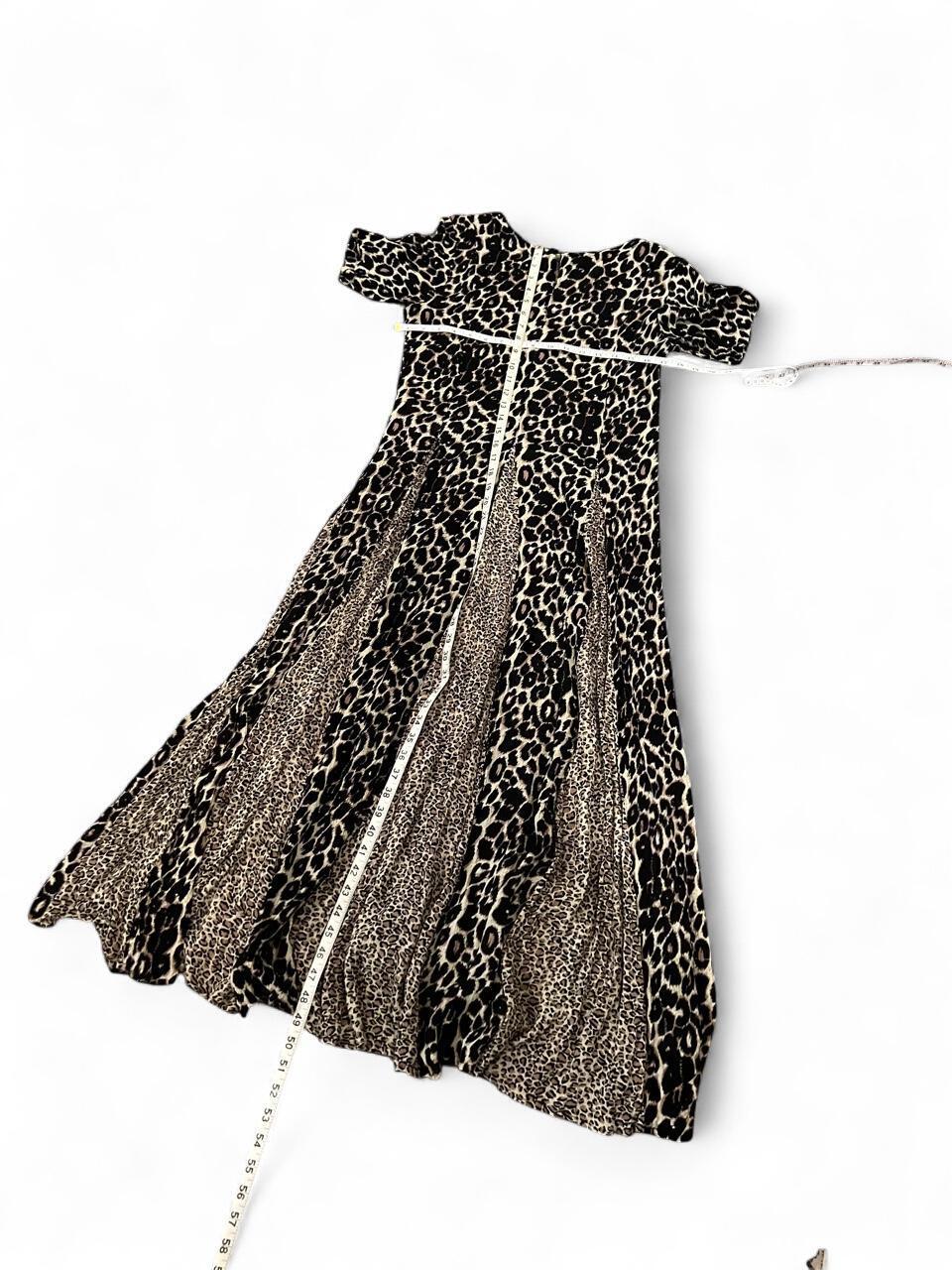 Vintage 90s Leopard Print Maxi Dress Boho Grunge Sheer Flowy S