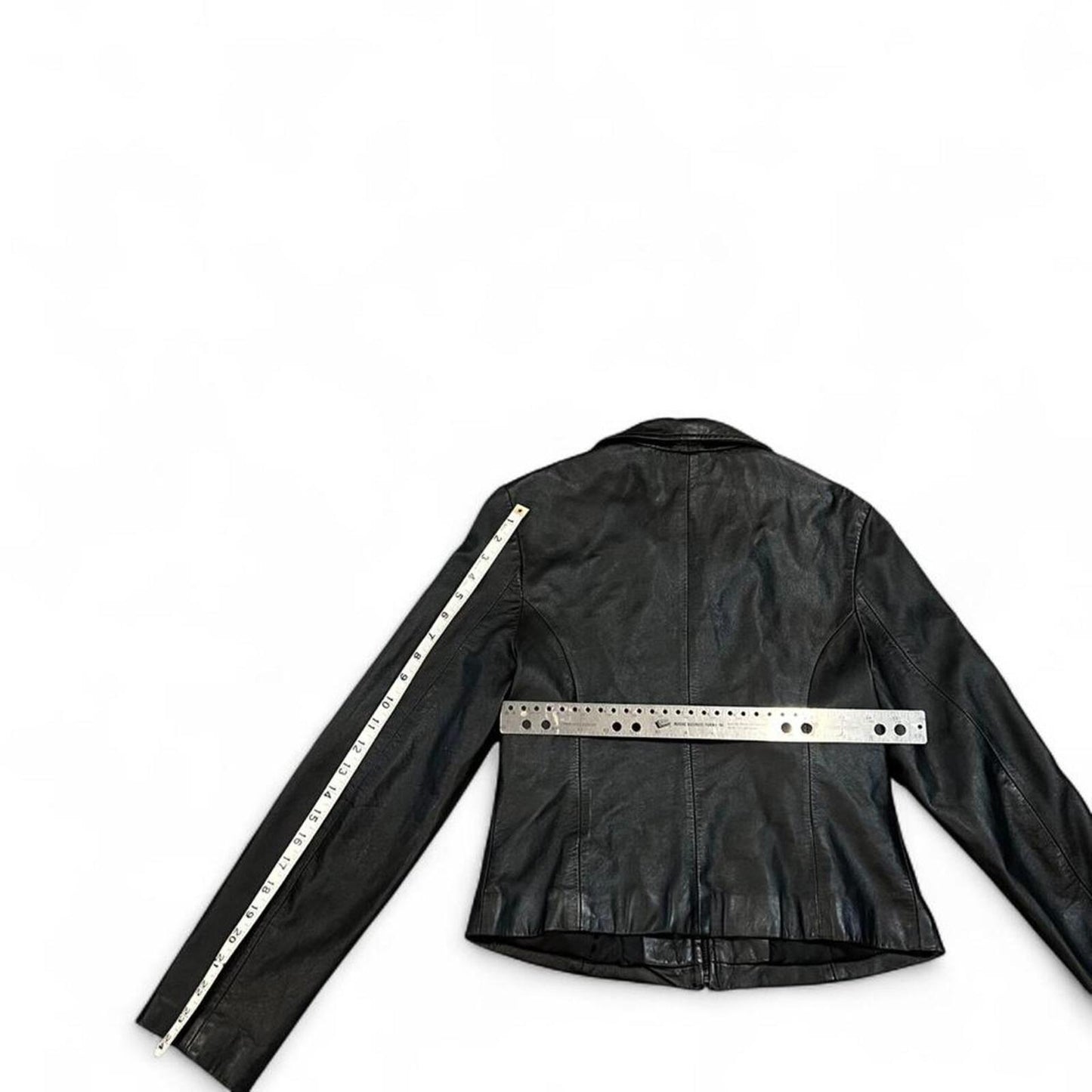 Vintage 90s Genuine Leather Black Zip Jacket Fitted