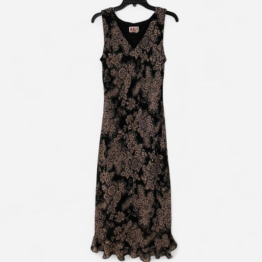 Vintage 90’s Black Floral Midi Dress