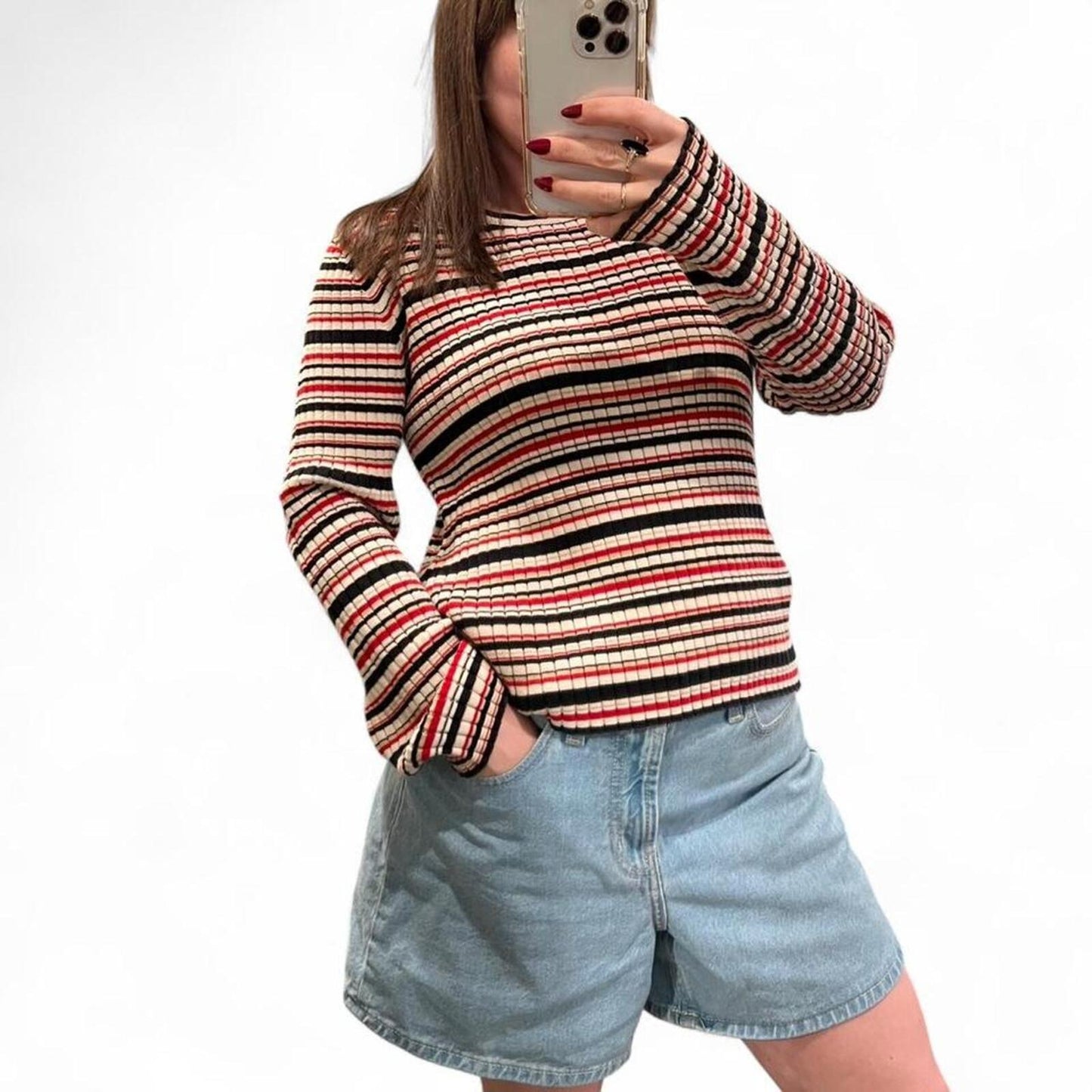 Vintage Pendleton striped rib knit sweater top