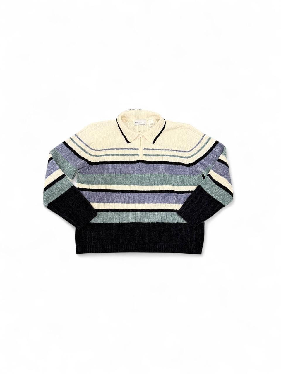 Vintage Striped Quarter Zip Sweater Large