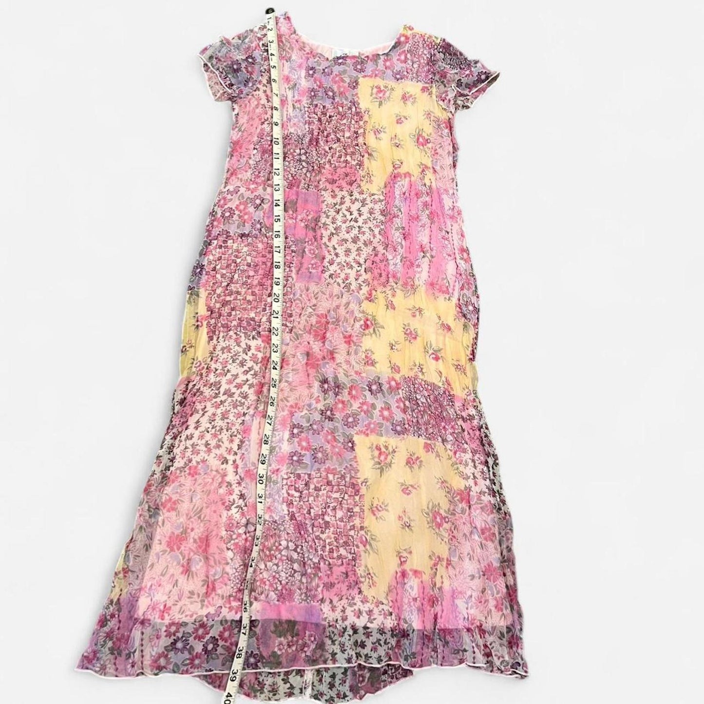 Vintage Y2K Patchwork Floral Mesh Dress