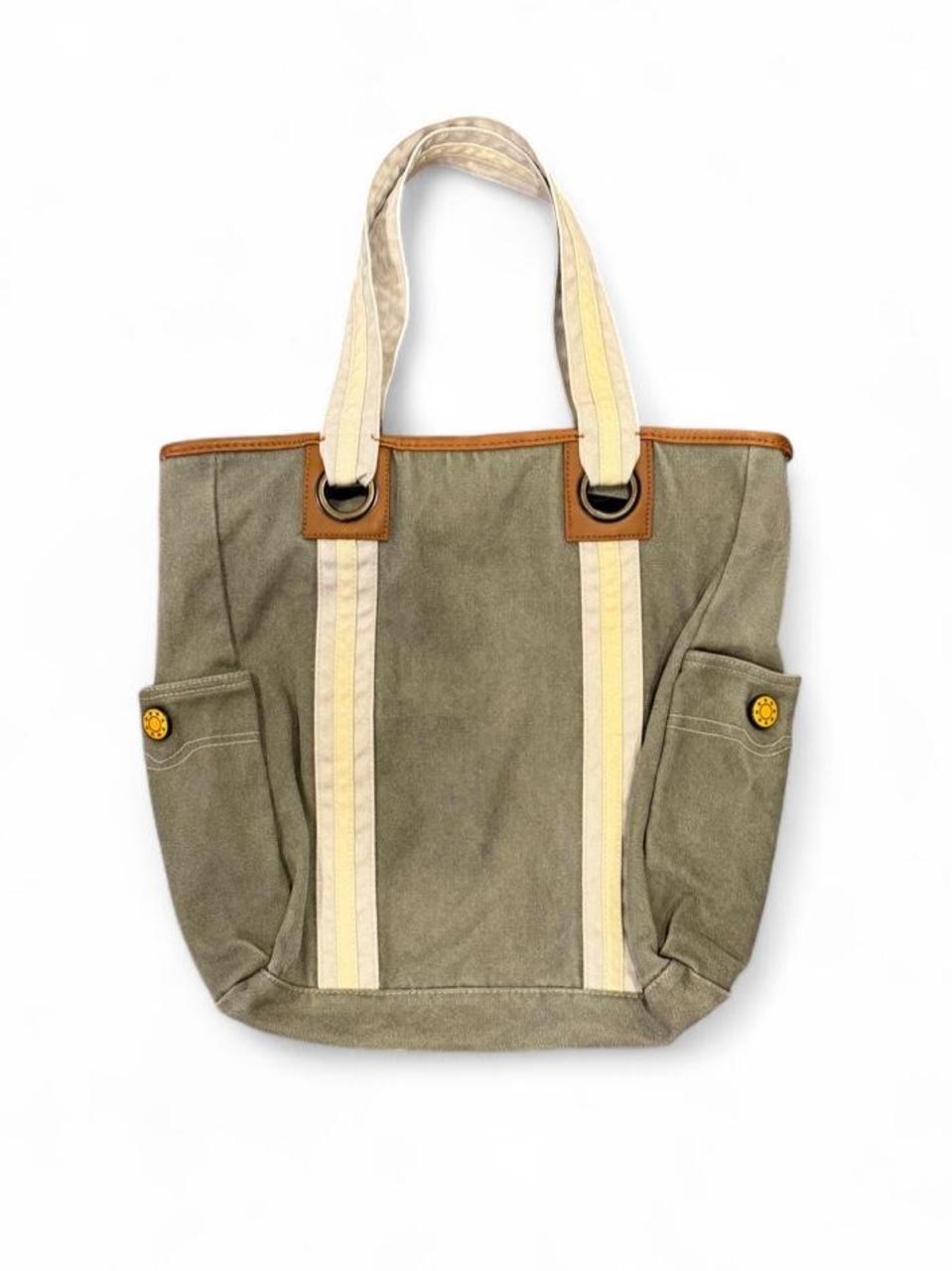 Vintage Y2K Olive Green Canvas Utility Tote Bag