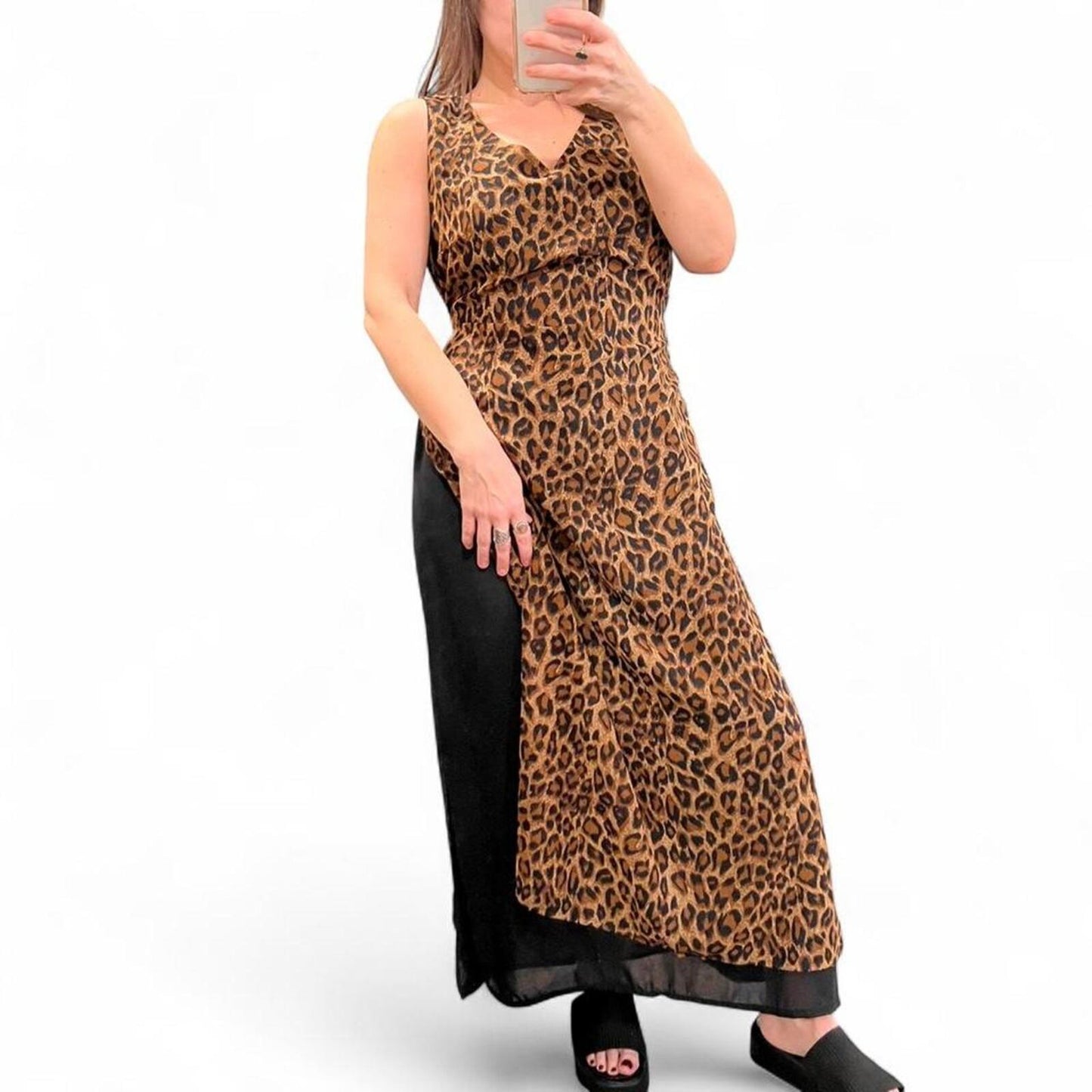 Vintage 90’s Leopard Maxi Overlay Dress