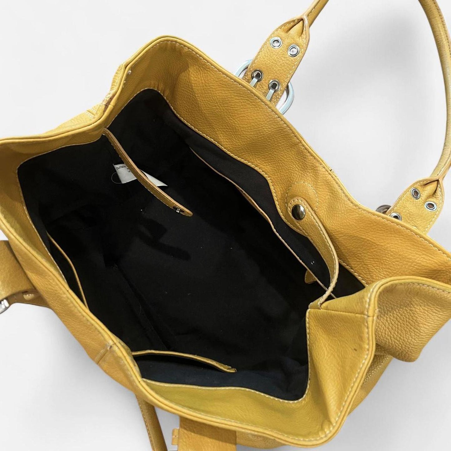Vintage Y2K Mustard Yellow Leather Shoulder Bag