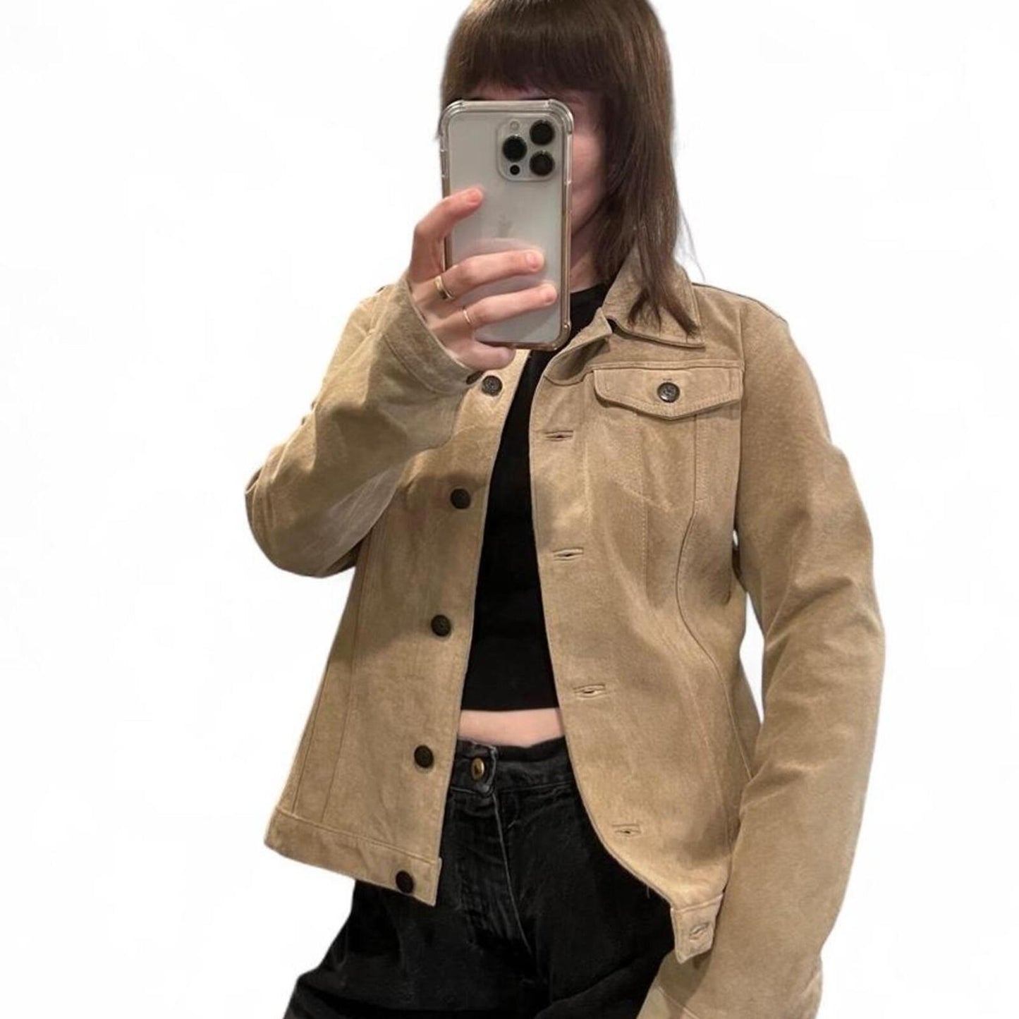 Vintage Y2K Tan Suede Trucker Jacket