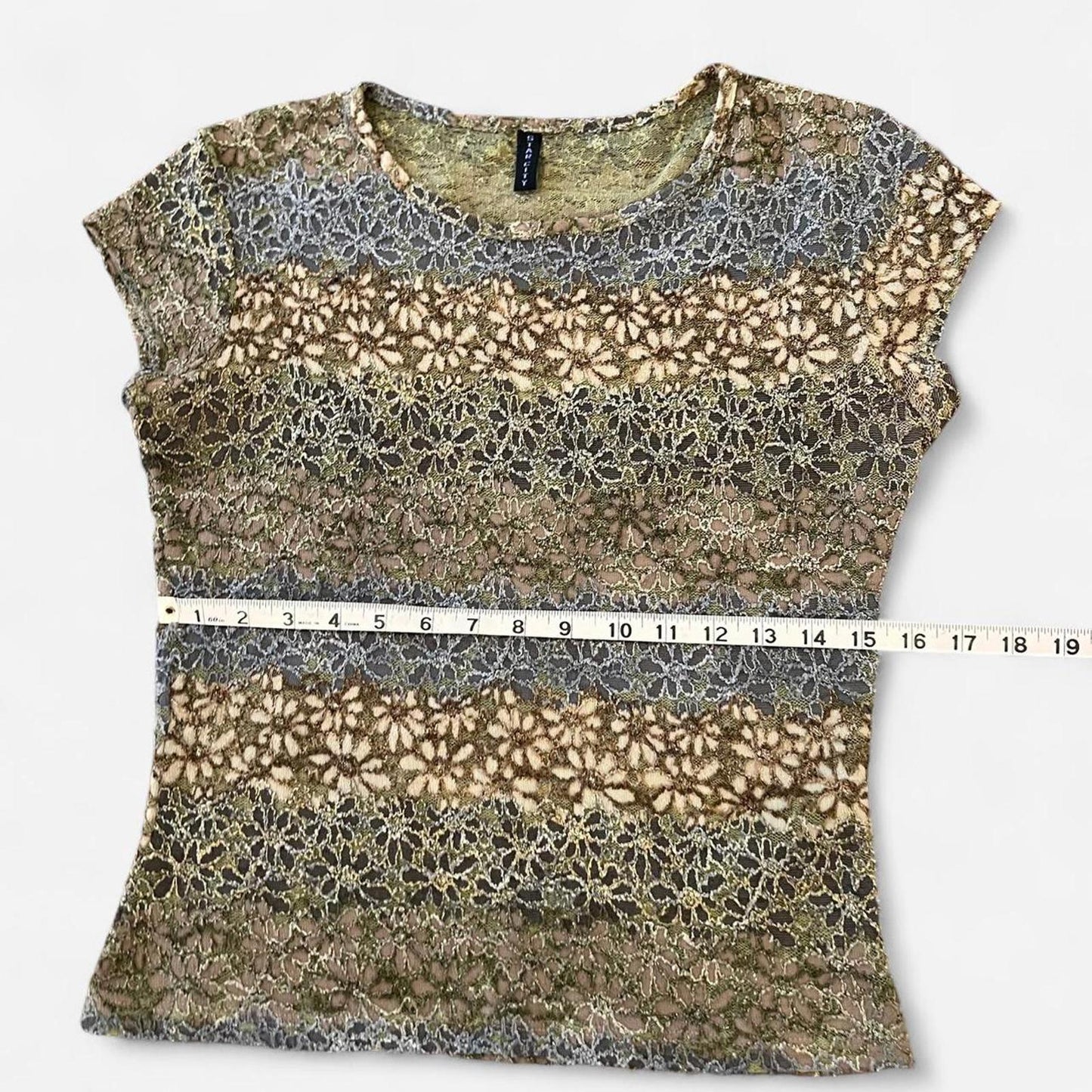 Y2K Sheer Lace Top Fairy Grunge Mesh Floral Stretch Tee