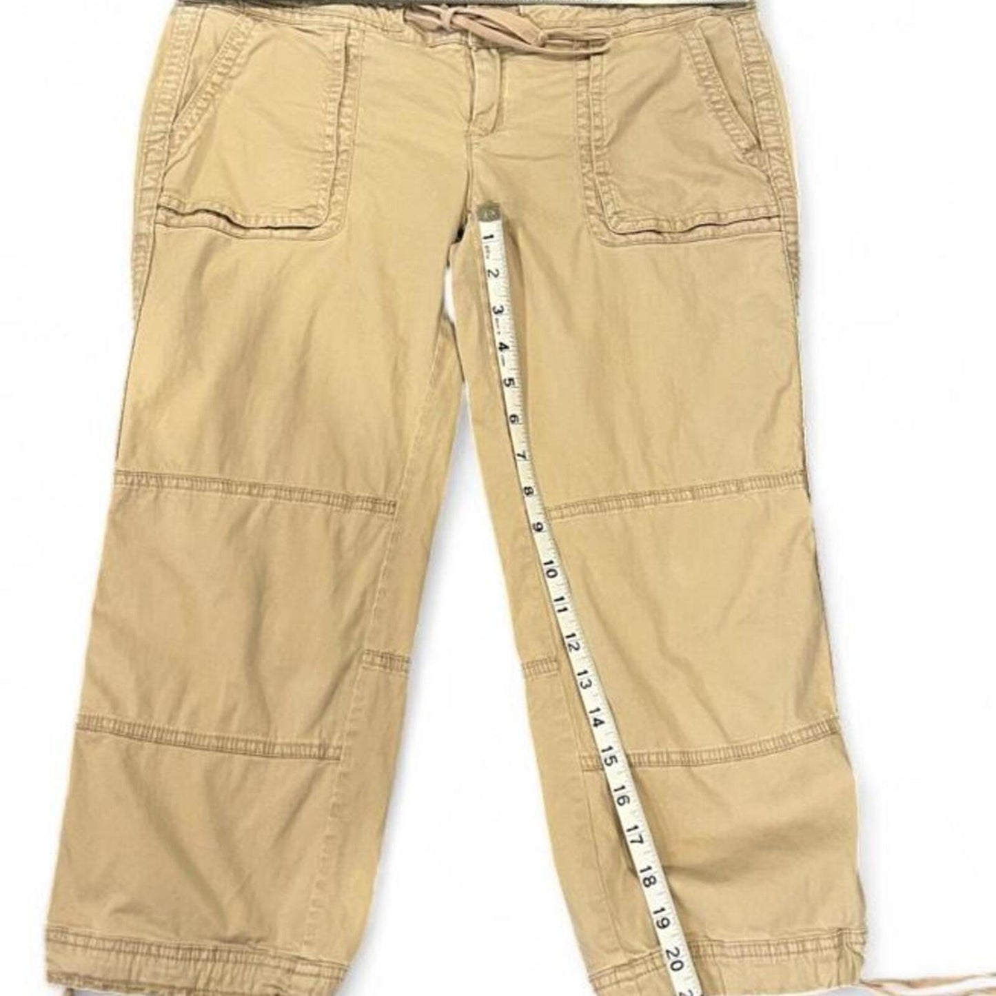 Y2K Abercrombie & Fitch Capri Cargo Pants Beige Utility Cropped Size 6