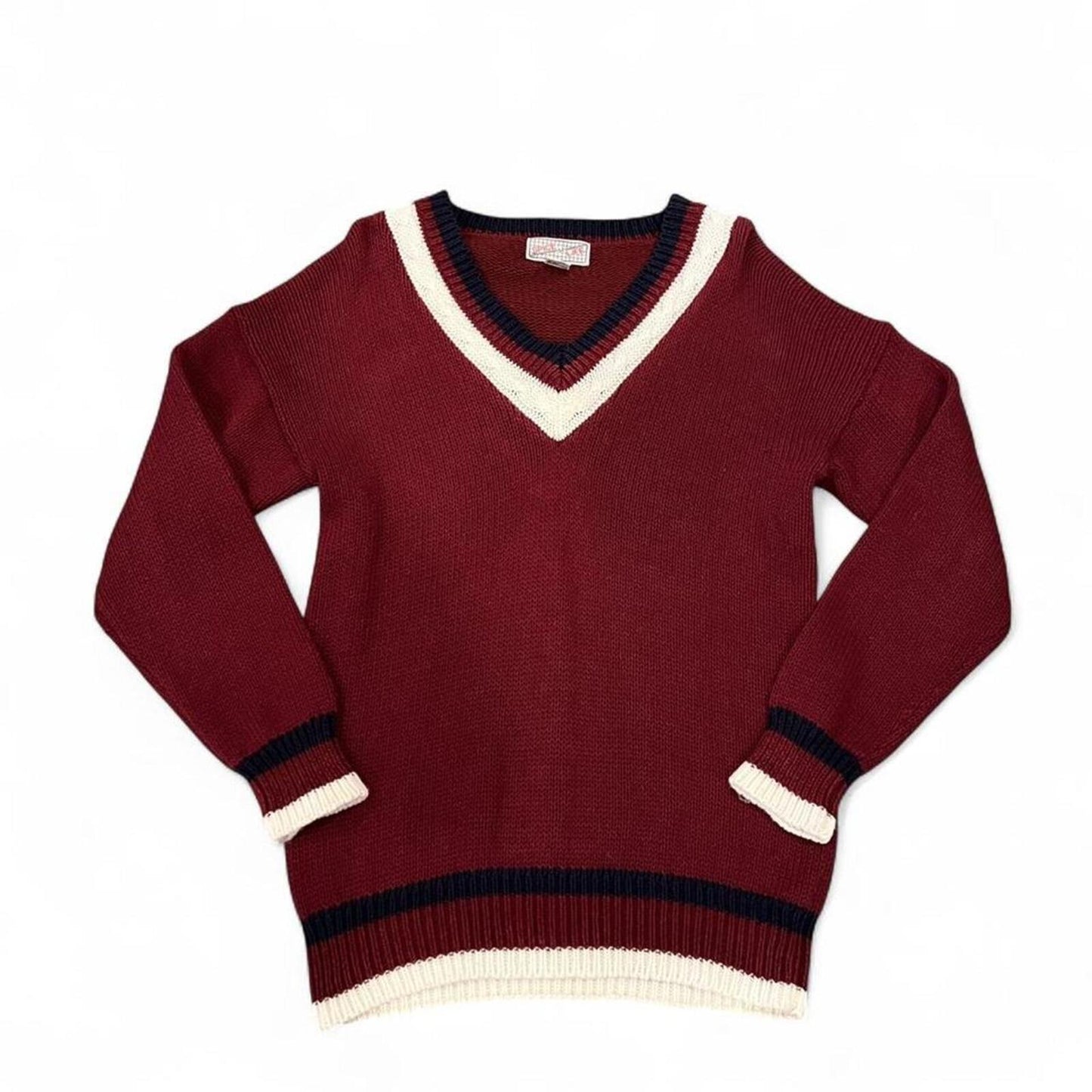 Vintage 90s Preppy Cricket V-Neck Sweater