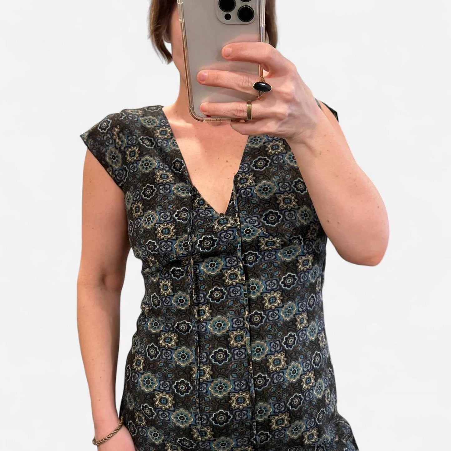 Vintage 90s Blue Floral Mini Dress V Neck Slip Style