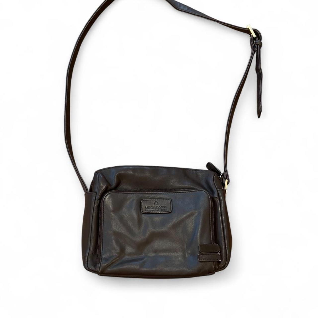Vintage Liz Claiborne Brown Leather Crossbody Shoulder Bag Y2K