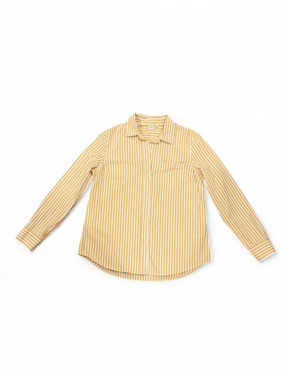 Gap Yellow Stripe Button-Up Shirt – Small